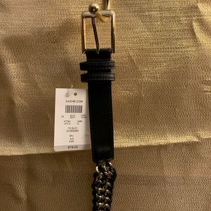 Black and gold leather belt